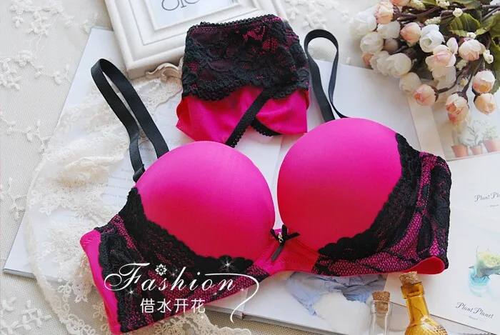luxury secret women bra set deep V push up lingerie Sexy lace bra & brief underwear set for ladies(14)