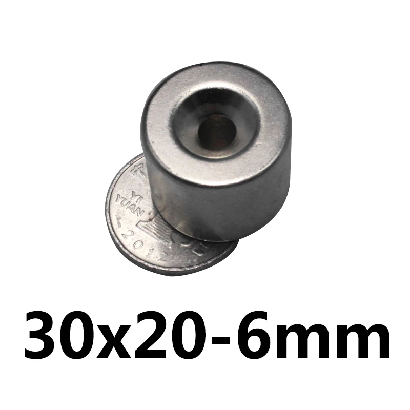 

1pcs 30 x 20 mm Hole 6mm Super Strong Round Countersunk Magnets Craft Rare Earth Neodymium Permanent Magnet