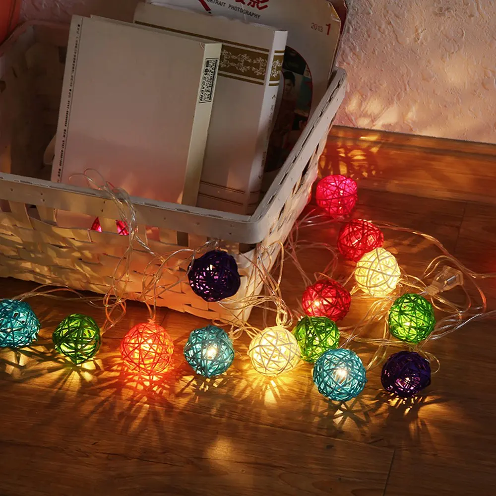 10 м/5 м/2,5 M/1,2 M светодиодный Ротанговые шарики, гирлянда свет светодиодный гирляндой для вечерние Рождество свадебный декоративный