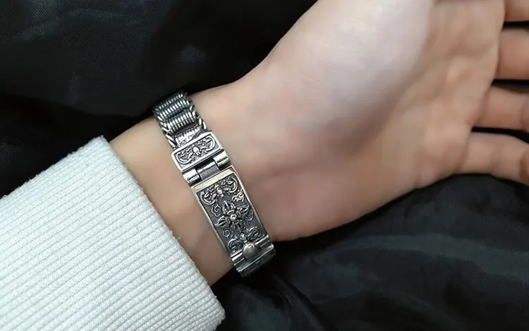 FNJ 925 серебряный браслет 11 мм ширина новая мода провод-кабель гусеничная цепь S925 тайские серебряные браслеты для женщин и мужчин ювелирные изделия