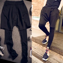 Модные мужские искусственная комплект из двух предметов Штаны одна часть леггинсы обтягивающие штаны личности