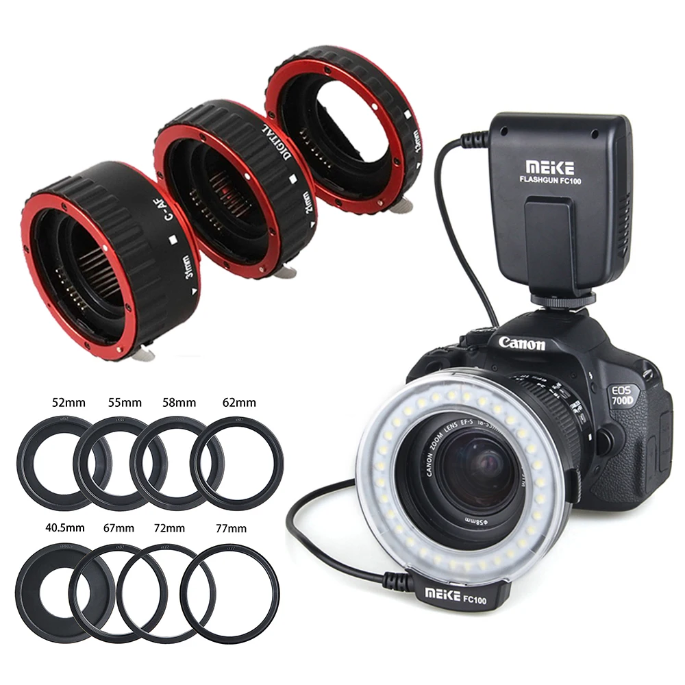 

Meike FC-100 FC100 Macro Ring Flash & Auto Focus Tube Ring for Nikon D7000 D5000 D5100 D3100 D3000 D80s D70 series D60 D5 Flashe