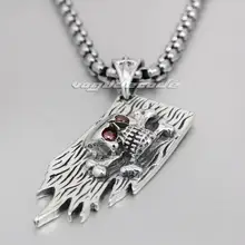 Череп крест кость флаг 925 пробы Серебряный Мужской Байкер Рокер панк кулон 8N007