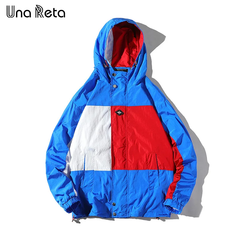 Una Reta, мужская куртка, Новое поступление, уличная куртка, спортивный костюм, повседневное Мужское пальто, цветная стеганая куртка в стиле хип-хоп, куртка с капюшоном для влюбленных - Цвет: Синий