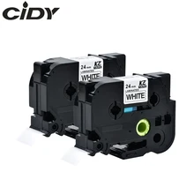 CIDY 2 шт совместимая tze 24 мм ламинированная лента tze 251 tze251 tze-251 tz251 tz 251 черная на белой ленте для принтера этикеток brother