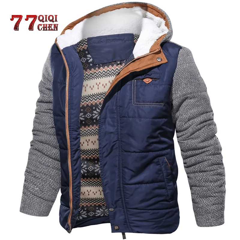 

Men's Jackets Thick Fleece Stand Collar Casual Hood Autumn Winter Jacket Male European size M-3XL Outerwear jaqueta masculina