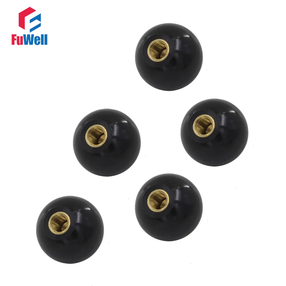 Black Bakelite Ball Lever Knob Copper Insert Substituição da Máquina-ferramenta M6x20 M6x25 M8x30 M10x35 M12x40 M16x50 mm Pcs