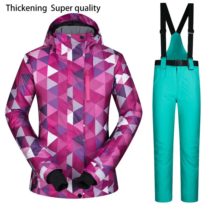 Traje de esquí de invierno las mujeres a prueba de viento impermeable y transpirable Mujer CSJTZ nieve chaqueta y pantalones de esquí de las mujeres chaqueta de Snowboard marcas