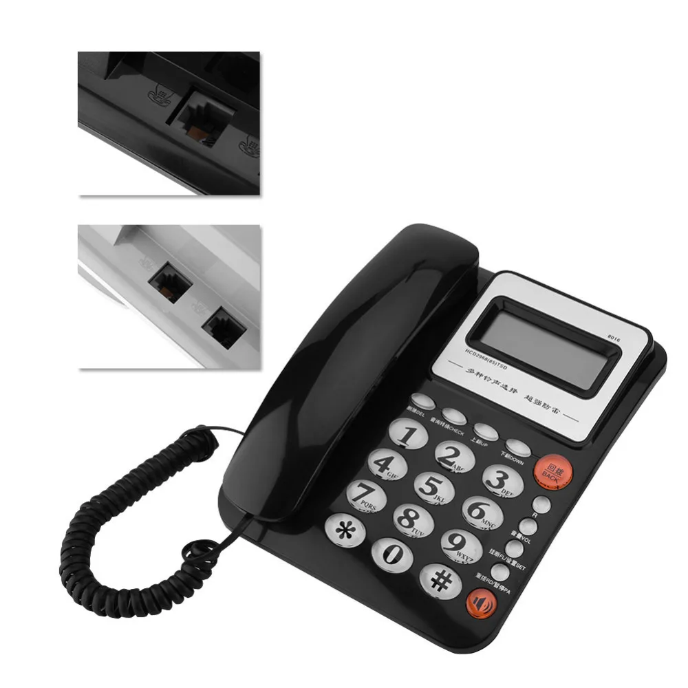 8016 большой экран Hands-free вызывающий ID дисплей стационарный аккумулятор домашний офис стационарный телефон