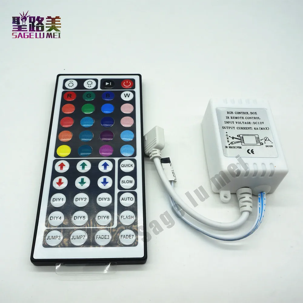 

44 Keys LED IR RGB Controller For SMD 5050 LED Strip Lights Tape Ribbon mini IR Remote Wireless Dimmer Input DC12V 6A Free ship