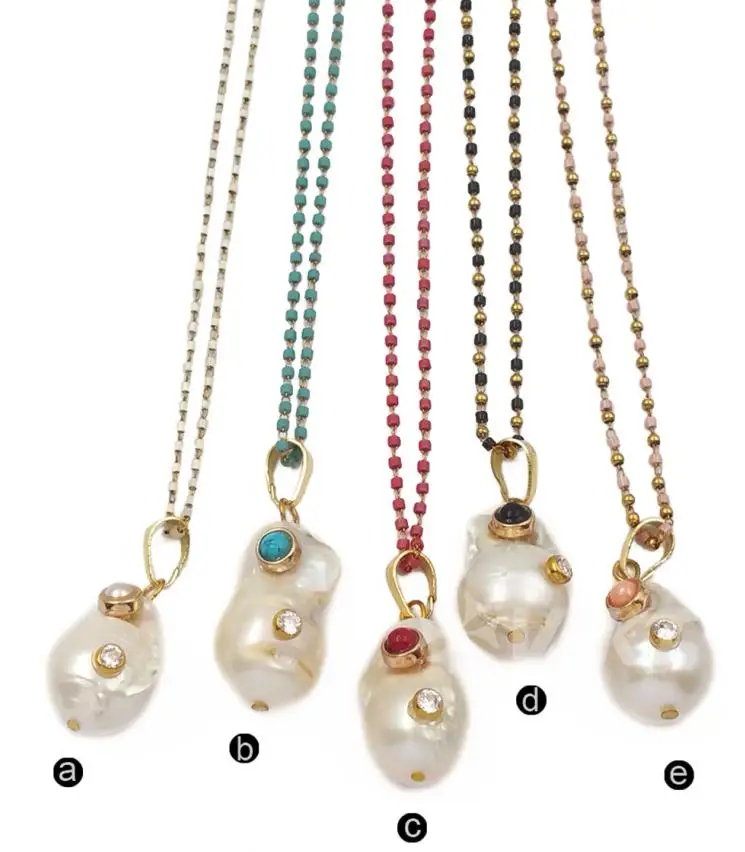 WT-JN091, WKT, специальный дизайн, много цветов, Кристальное ожерелье, жемчужная подвеска в стиле барокко, подарок для женщин - Окраска металла: mix (send randomly)
