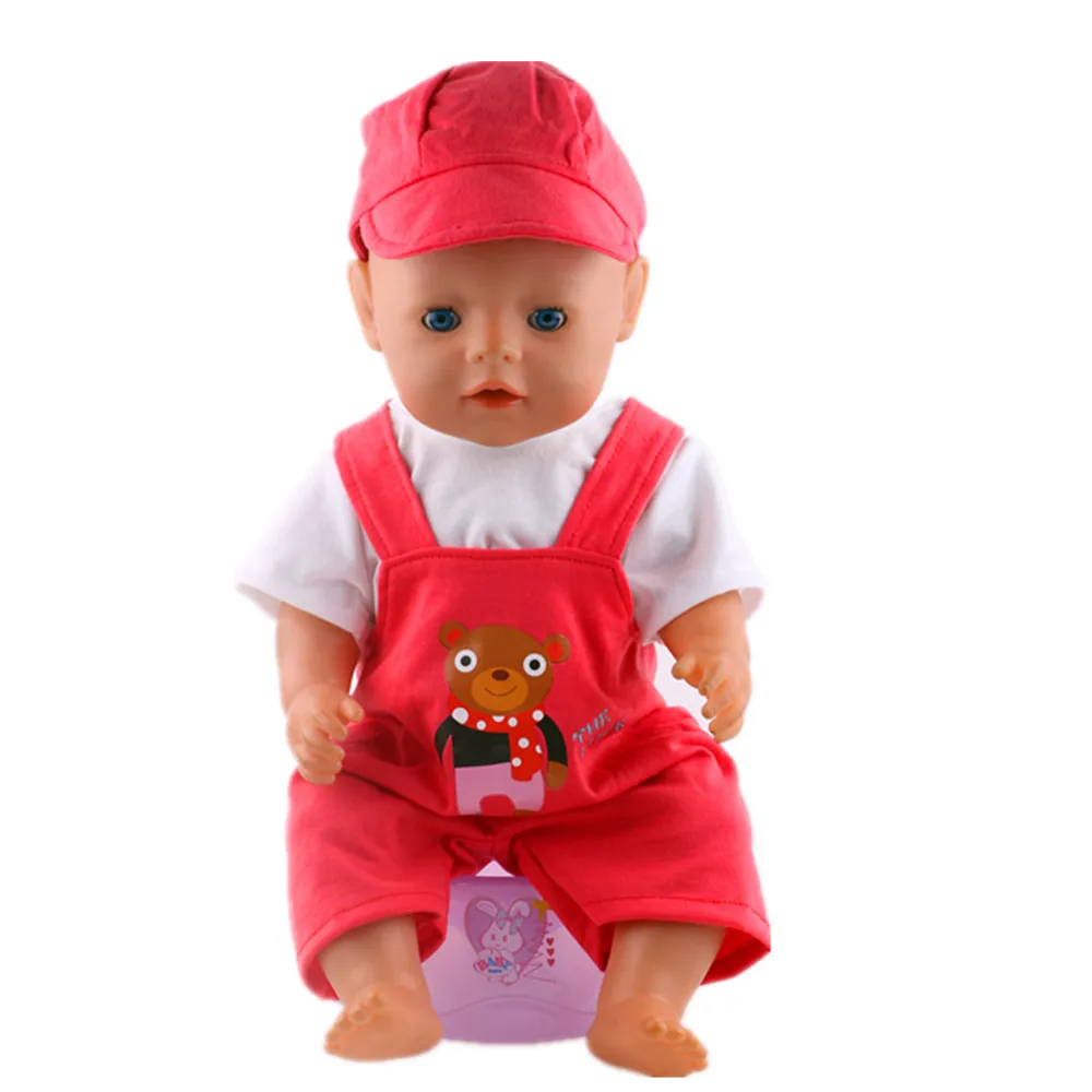 

Doll accessories,Red Hat+T-shirt+Rompers fit 43cm Baby Born zapf, Children best Birthday Gift N289