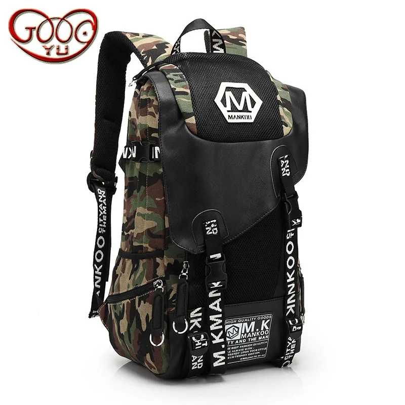 

Korean version of the canvas vertical men hit the color shoulder bag fashion trend large-capacity water-proof bag cover backpack
