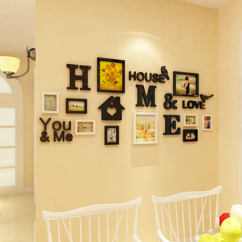 

2018 new Warm photo frame combination 3D stereoscopic wall sticker family photo wall decoration living room sofa sticker