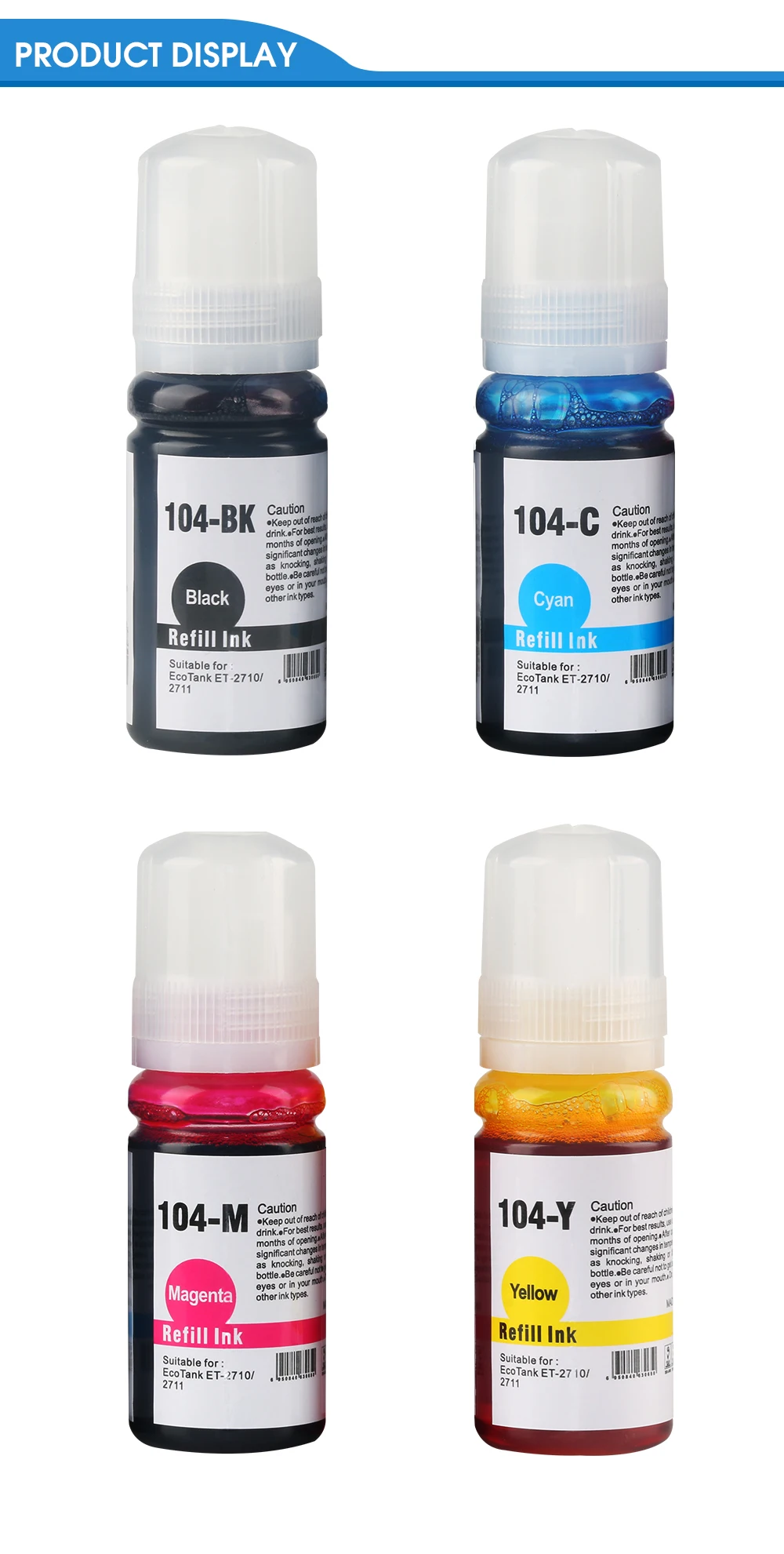 102 104 чернила EcoTank бутылки T102 T104 краска для заправки чернил для принтера Epson EcoTank ET-4750 ET-3750 ET-2700 ET-3700 ET-2750 чернила серии