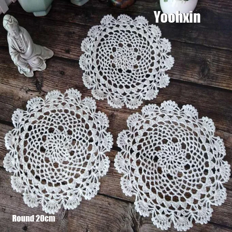 

HOT round cotton placemat cup coaster mug kitchen drink table place mat cloth lace Crochet tea dish doily dining Handmade pad