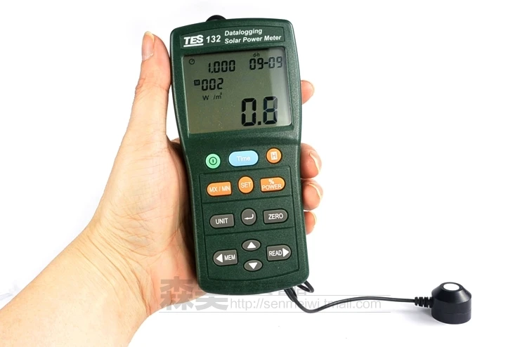 XEAST Hot TES-132 Handheld Solar Power Meter Tester 400-1Knm Range 2000W/m2 634Btu/