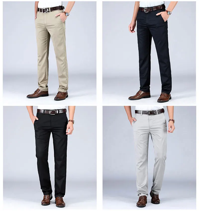 2019 Summer Autumn JEEP Brand Casual Suit Pants Straight Style Lyocell Men's Casual Mid Waist Cotton Pants Fashion Trousers (1)