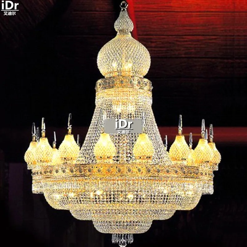 gold Chandeliers Modern hotel lobby chandelier crystal lamp villa lamp