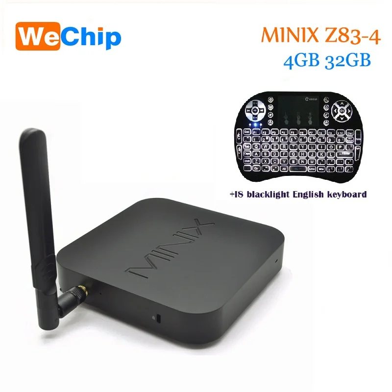 Wechip Minix NEO Z83-4 Smart tv Box Gigabit 802.11AC двухдиапазонный wifi BT4.2 4G+ 32G официальный Windows10 Вишневый безвентиляторный Atom tv Box - Цвет: MINIX NEO Z83-4 I8b