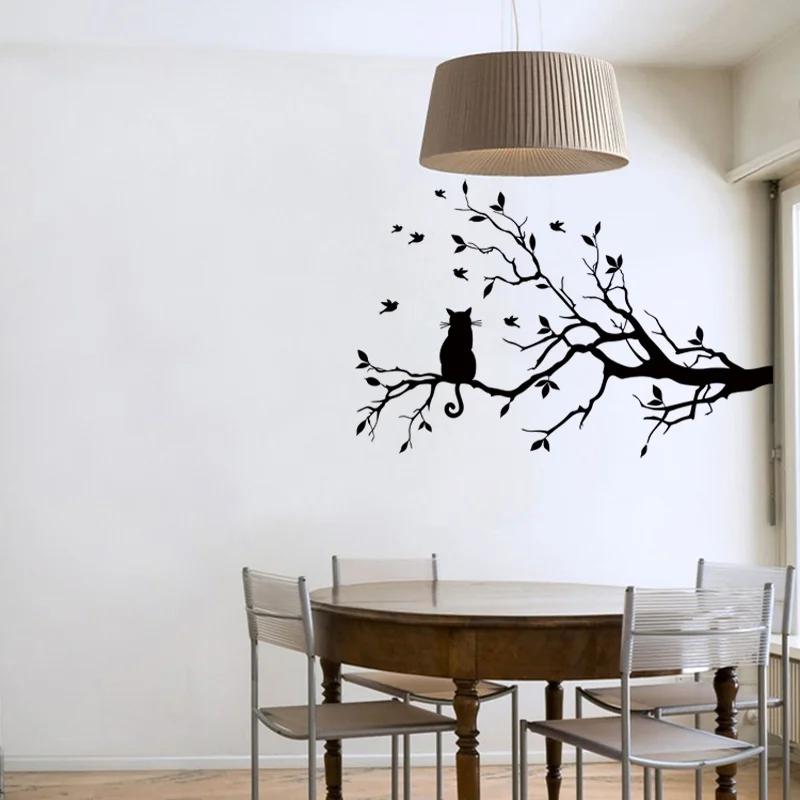 Cat On Tree Branch Birds Vinyl Wall Sticker Wall Art Decorative Stickers,Glass Window Sticker Kitchen Wall Stickers Home Decor Cat On Tree Branch Birds Vinyl Wall Sticker Wall Art Decorative Stickers,Glass Window Sticker Kitchen Wall Stickers Home Decor