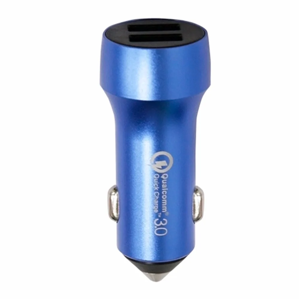 SOONHUA Portable Aluminum Alloy LED Car Charger QC3.0 Dual USB IC Protection Adapter With Smart Shunt Current For Phones Tablets