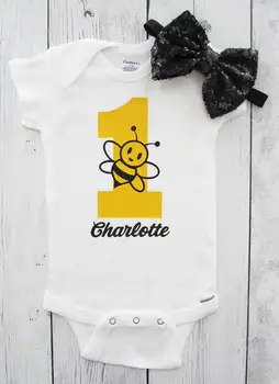 

personalized Bumble Bee first birthday bodysuit onepiece Tutu Dress take home Outfit Set baby shower party favors