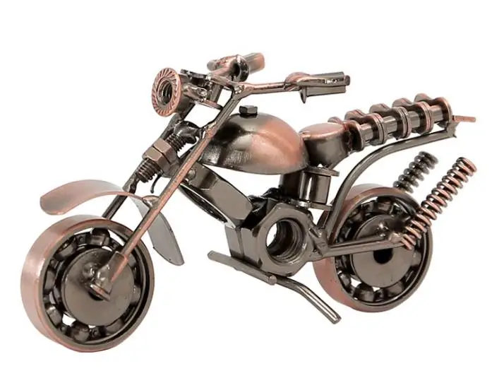 

Metal Motorcycle Model Retro Motor Figurine Iron Motorbike Prop Handmade Boy Gift Kid Toy Home Office Decor