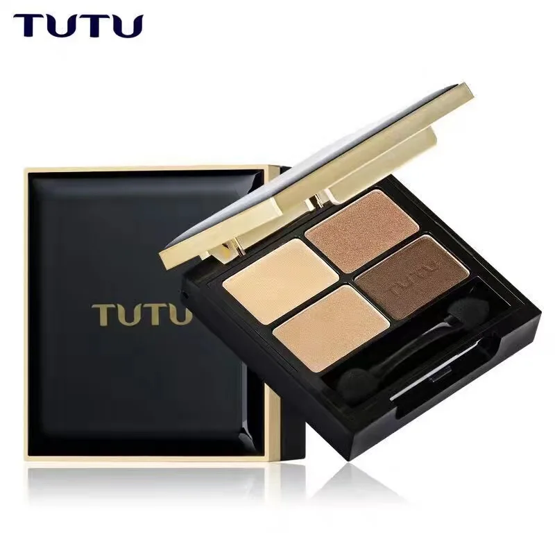 

TUTU Brand Eyeshadow Palette Professional Eyes Makeup Smoky Nude 4 Colors Matte Velvet Eye Shadow Palette Daily Make Up Kit