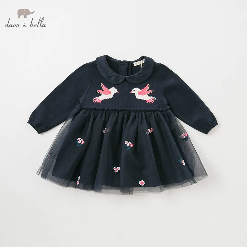 Dave bella/платье для маленьких девочек; осенние платья с длинными рукавами; детское платье для девочек; детское Эксклюзивное Платье для дня рождения; DBJ8467