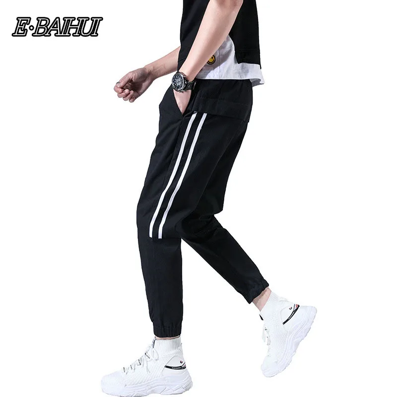 E-BAIHUI Black Cargo Pants Men Thin 2019 Mens Pockets Ankel Cargo Pants Male Fall Streetwear Overalls Sweatpants YD1907