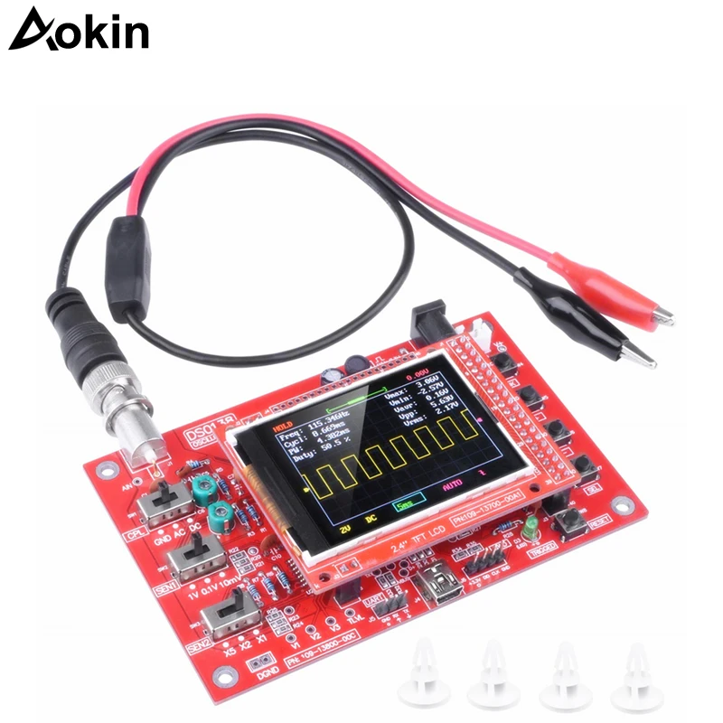 

DSO138 2.4" TFT Pocket-size Digital Oscilloscope Kit DIY Parts Handheld + Acrylic DIY Case Cover Shell for DSO138