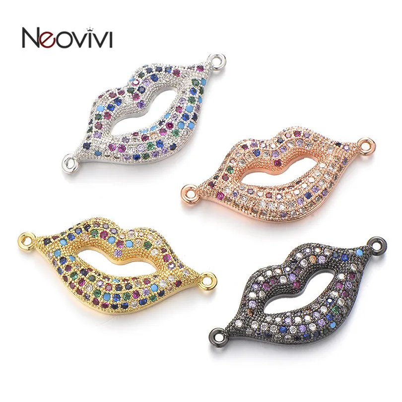 

Neovivi Lips Mouth Kiss Charms Women Handmade Multi-color Zircon Charm Beads for Jewelry Making Bracelets Sexy Craft Accessories