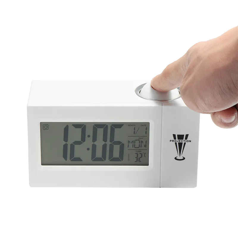 Повтор часы-будильник с подсветкой Настенный проектор Проекционные часы термометр Прочный качество