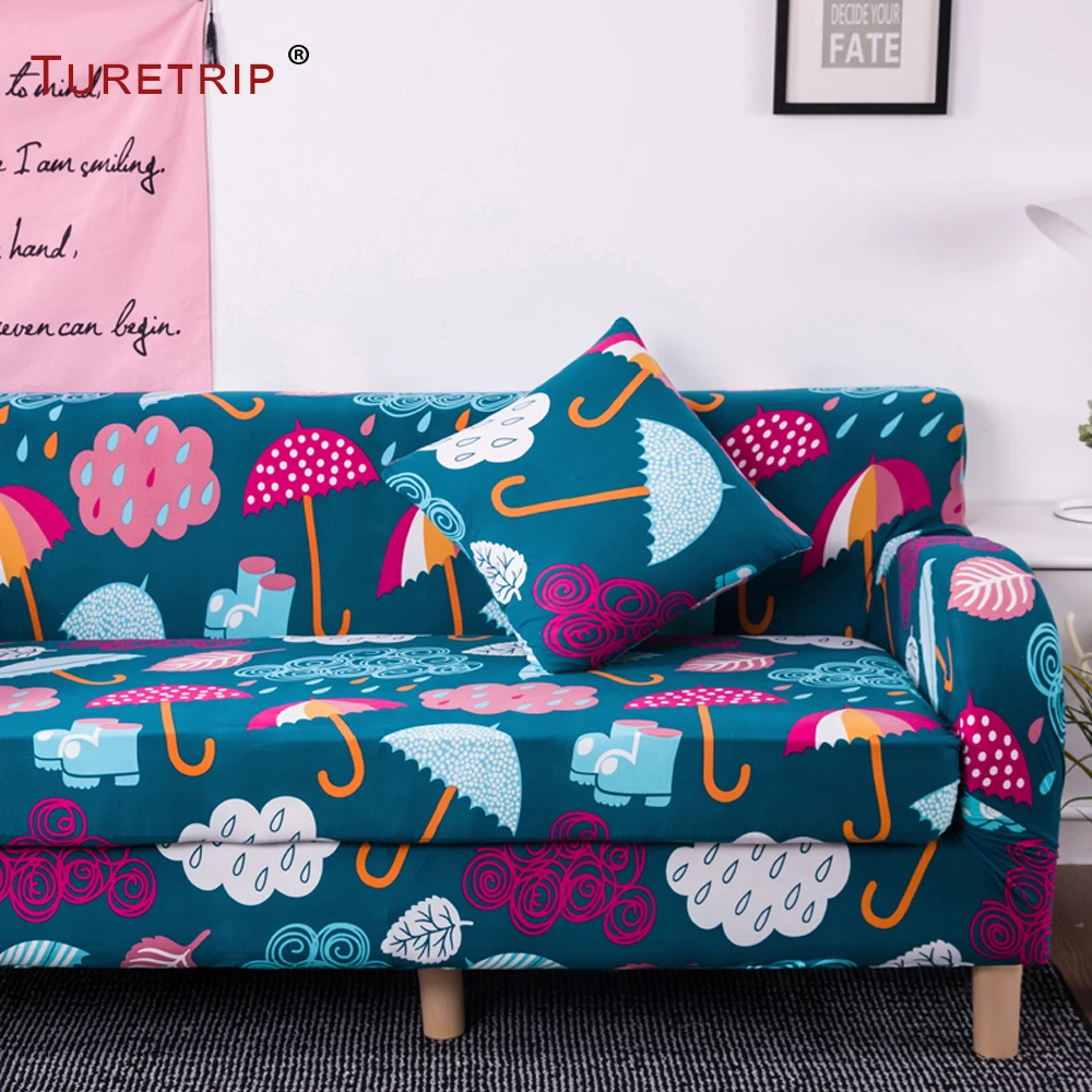 

Turetrip Printing Soft Fabric Slipcovers For Couch Cover Canape Case Tight Wrap All-Inclusive Anti Slip Sofa Slipcover