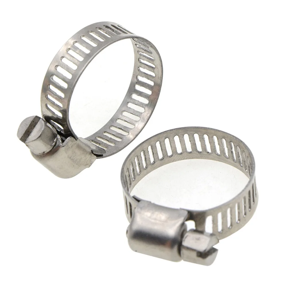 12pcs Pipe Clamp Stainless Steel Mini Fuel Hose Clamps Clip Fit 14mm O