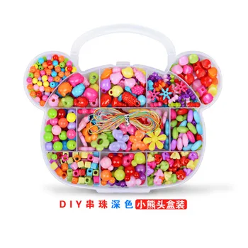 

Diy Children's Puzzle bracelet bear Shape Candy Colors Geometric Amblyopia Wear Beads Kids educational gifts Toys for Girls kids