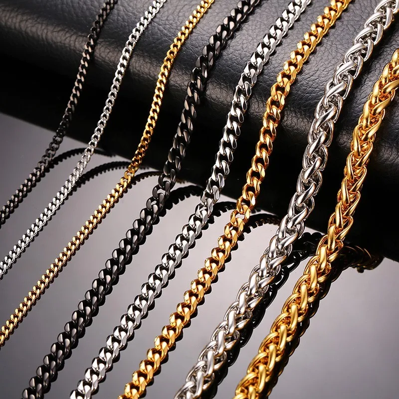 316L Stainless Steel Curb Chain Foxtail Pop Spiga Wheat Link Chain