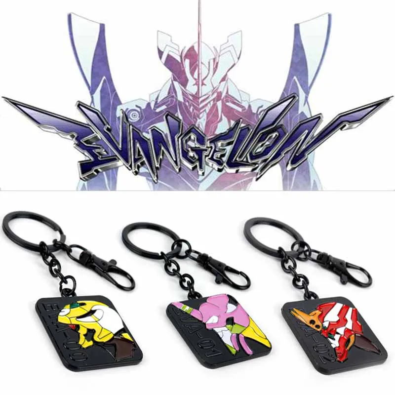 

Anime Evangelion Key Chain Metal EVA-00 EVA-01 EVA-02 Keychain Women Men Key Ring Car Bags Keyholder lobster buckle llaveros