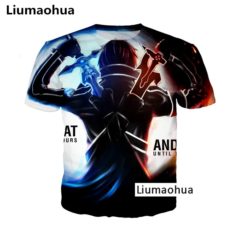 

Liu Maohua fashion anime sword art online T-shirt 3D printing T-shirt unisex Cosplay sexy katana kirito T-shirt hip-hop top