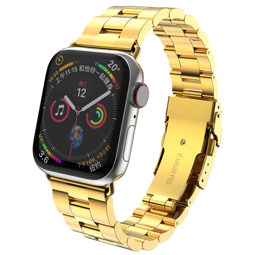 HOCO Band для Apple Watch Series 5 4 3 2 1 Двойная безопасная пряжка из нержавеющей стали для смарт-ремешка для часов для iWatch 5 44-миллиметровый 40-миллиметровый ремешок