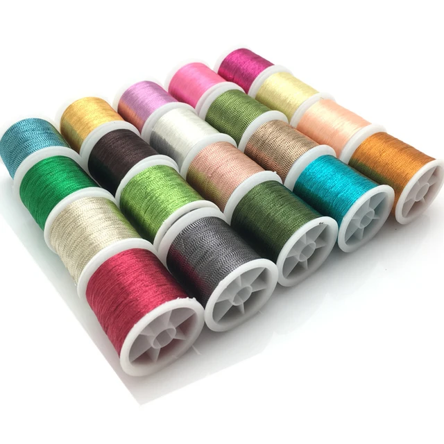 20 Piece Metallic Glitter Polyester Embroidery Thread Sewing Thread Set -  All Purpose Assorted Colours Crochet Thread 7YJ71 - AliExpress