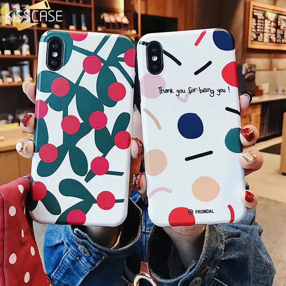 KISSCASE шикарный мягкий чехол в горошек для iPhone X XR XS Max 10 Coque Cherry Girly телефона 7 8 6 6S Fundas
