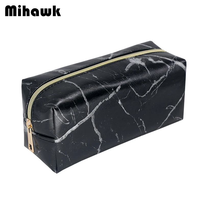 

Mihawk Black Marble Stone Pattern Female Zip Cosmetic Bags Women's Travel Organizer Make Up Pouch Ladies Brush Blush Accessories