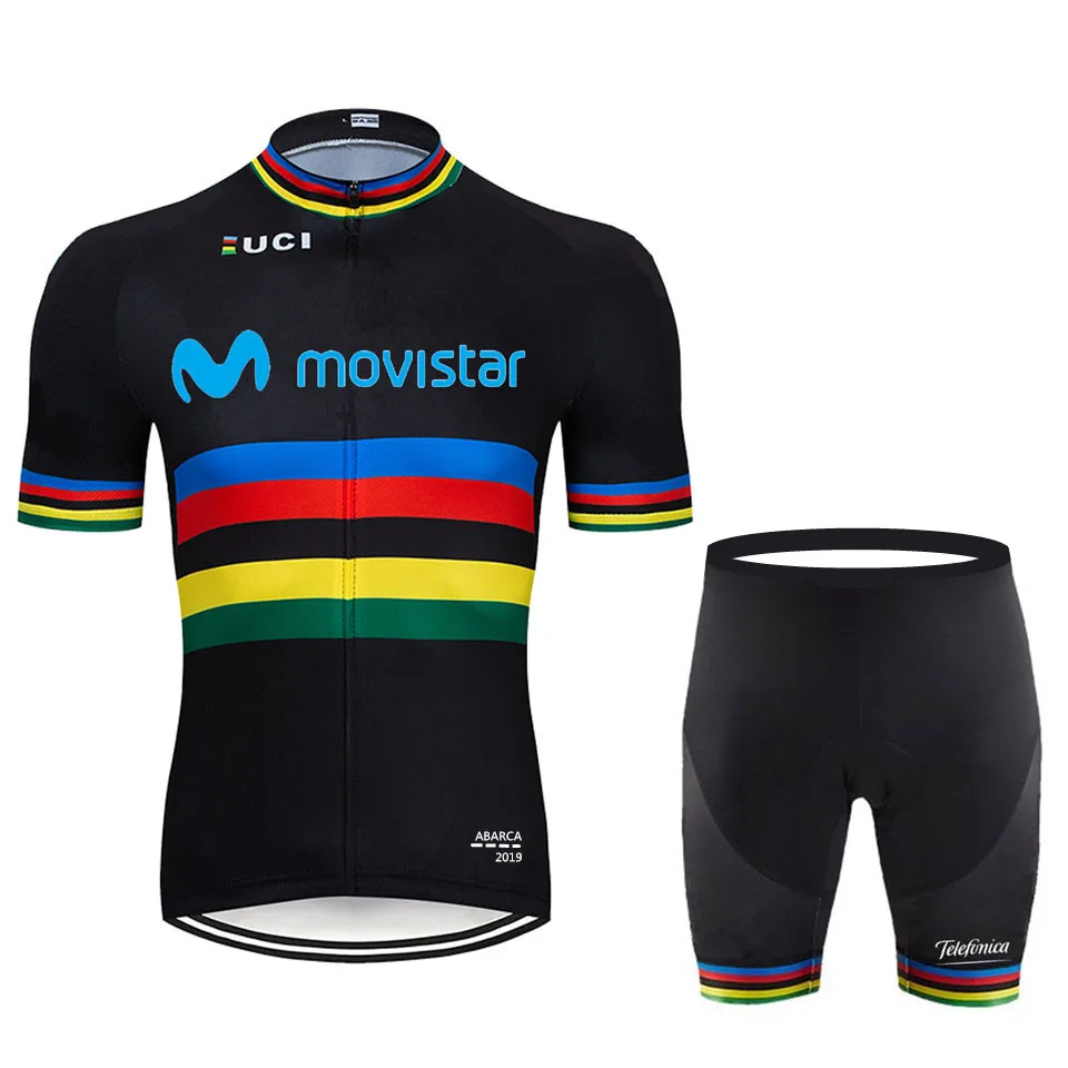 Movistar Men Cycling Jersey Short Sleeve Sets Breathable MTB Bike Cycling Clothing Cycle Sportswear Ropa Ciclismo - Цвет: 3