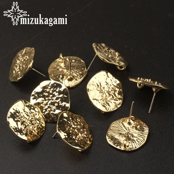

18MM 6pcs/lot Zinc Alloy Golden Ripple Round Flowers Base Earrings Connector For DIY Fashion Earrings Jewelry Accessories