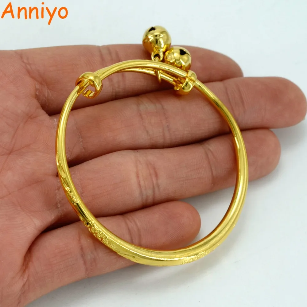 

Anniyo Bell Bangle For Baby / Kids Gold Color Ethiopian Bracelet Africa Arab Jewelry Circlet Child Gift #005107
