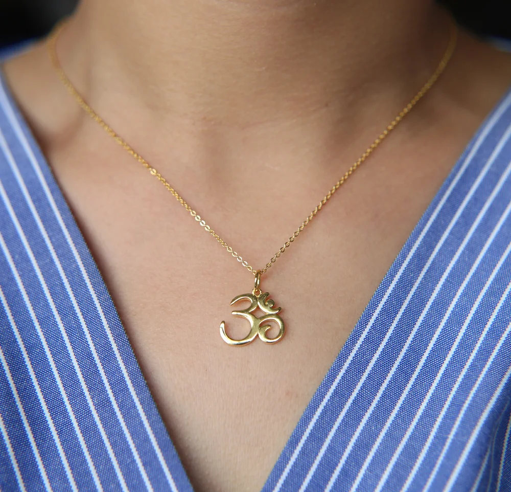 high polish gold/rhodium 925 Sterling Silver Yoga Om Ohm Pendant