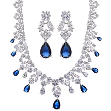 HIBRIDE Luxury Design Water Drop AAA+Cubic Zirconia White Gold Color Women Wedding Jewelry Sets For Bridal Gifts N-92