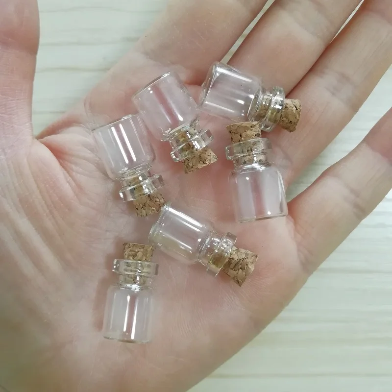 300 x 0.5ml Cork Glass Vials DIY Pendant Clear Mini Bottles 12*18mm